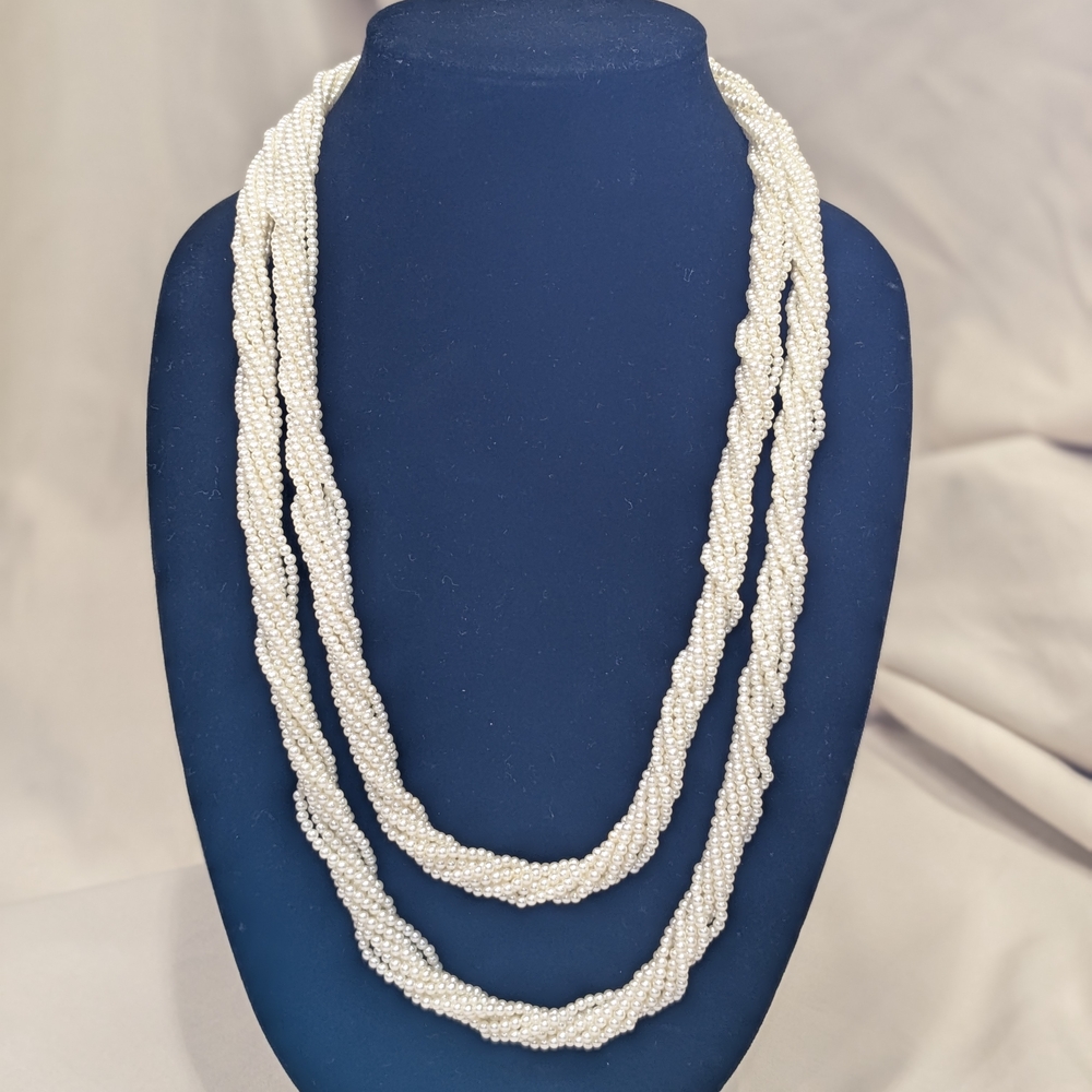 Elegant Seed Pearl Multistrand Necklace